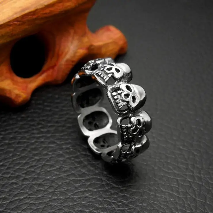$7.25 Titanium Стали Черепа/Скелет Серебряный Мужчины Палец Кольцо Пары Обручальные