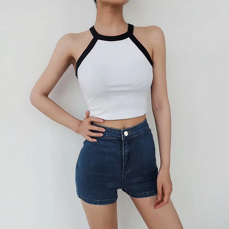 

Summer new fashion solid color matching color slim short vest female, street sexy navel vest female