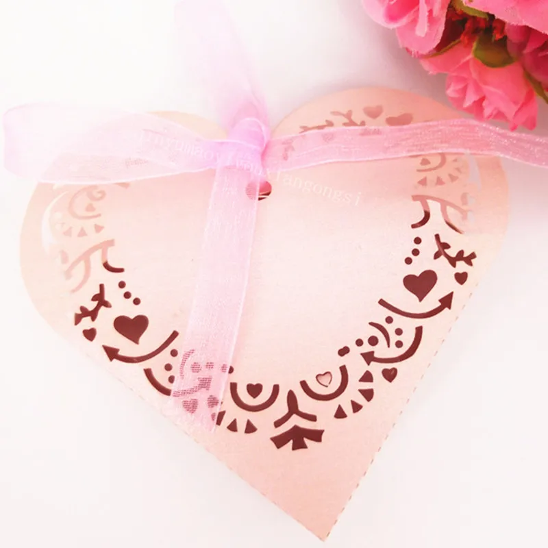 10 шт. коробка для свадебных конфет с лазерной резкой Свадебная в форме сердца