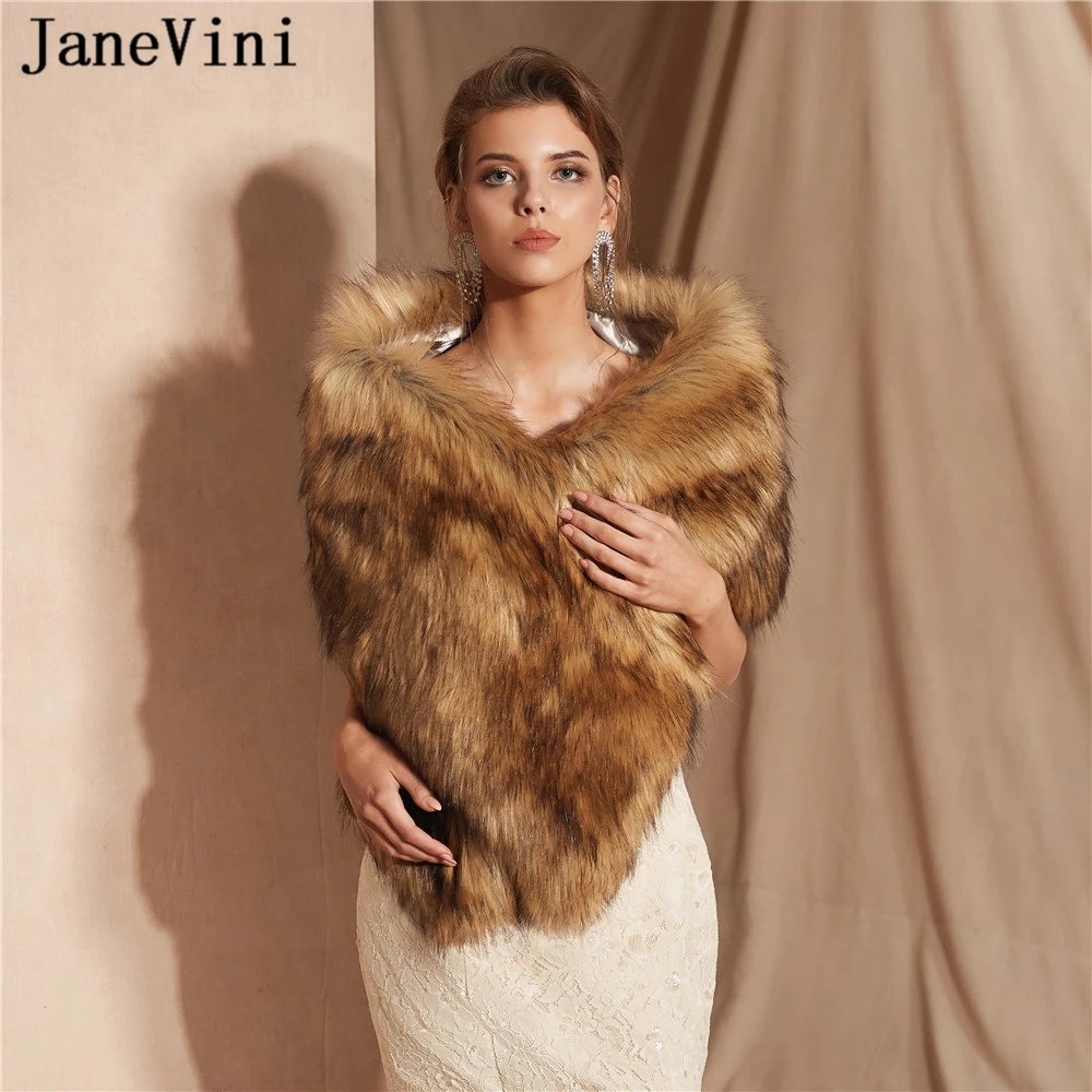 JaneVini 2019 Элегантное свадебное болеро из искусственного меха Обертывания и шали