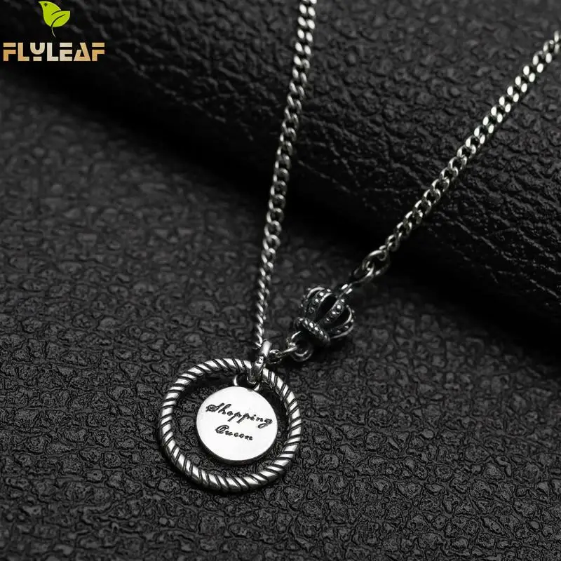 Flyleaf ожерелье из стерлингового серебра 925 пробы Женская буква круглая корона модная цепочка, ювелирное изделие из драгоценных камней простые ожерелья и кулоны Винтаж
