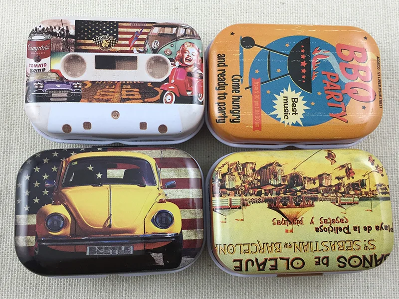 16 шт./лот винтажная Мини жестяная коробка в американском стиле для хранения