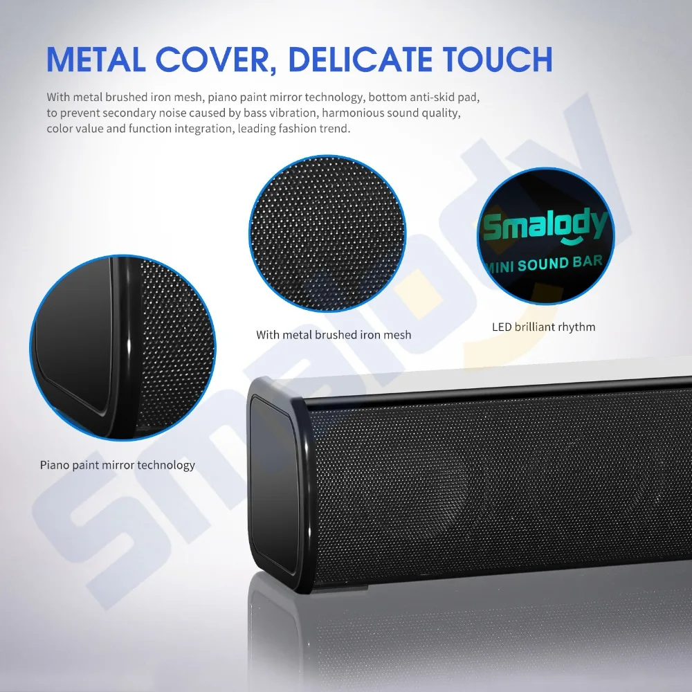 Smalody беспроводной Bluetooth портативный динамик мощный 10 Вт бас светодиодный свет