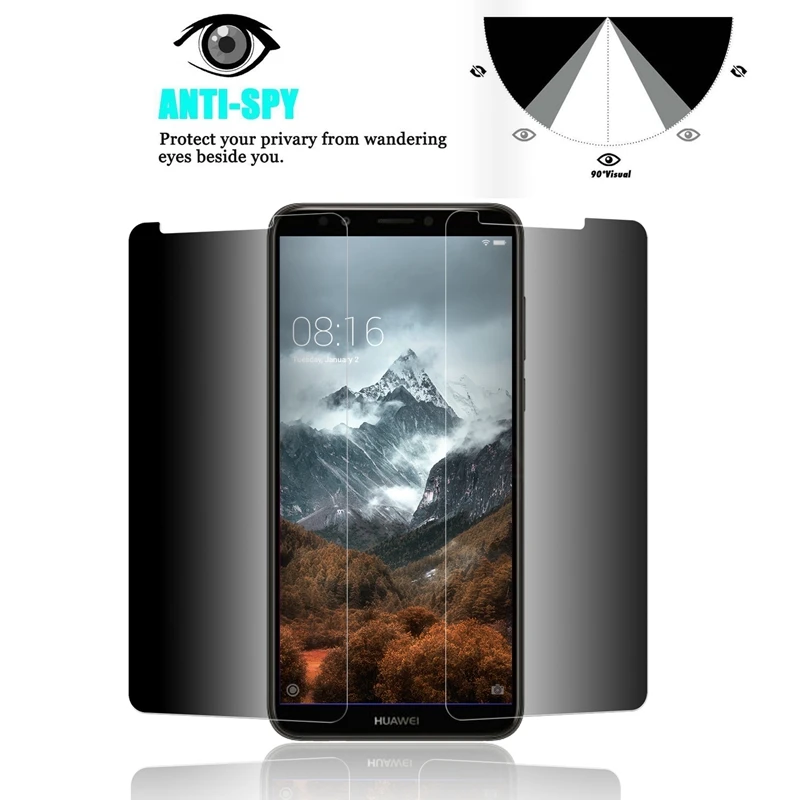 Для Huawei Y7 Prime (2018) 2.5D антишпионское закаленное стекло для защиты экрана