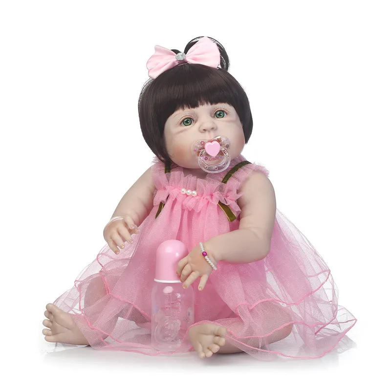 Кукла новорожденная силиконовая 55 см с красивыми белыми глазами|bebe reborn baby dolls|reborn