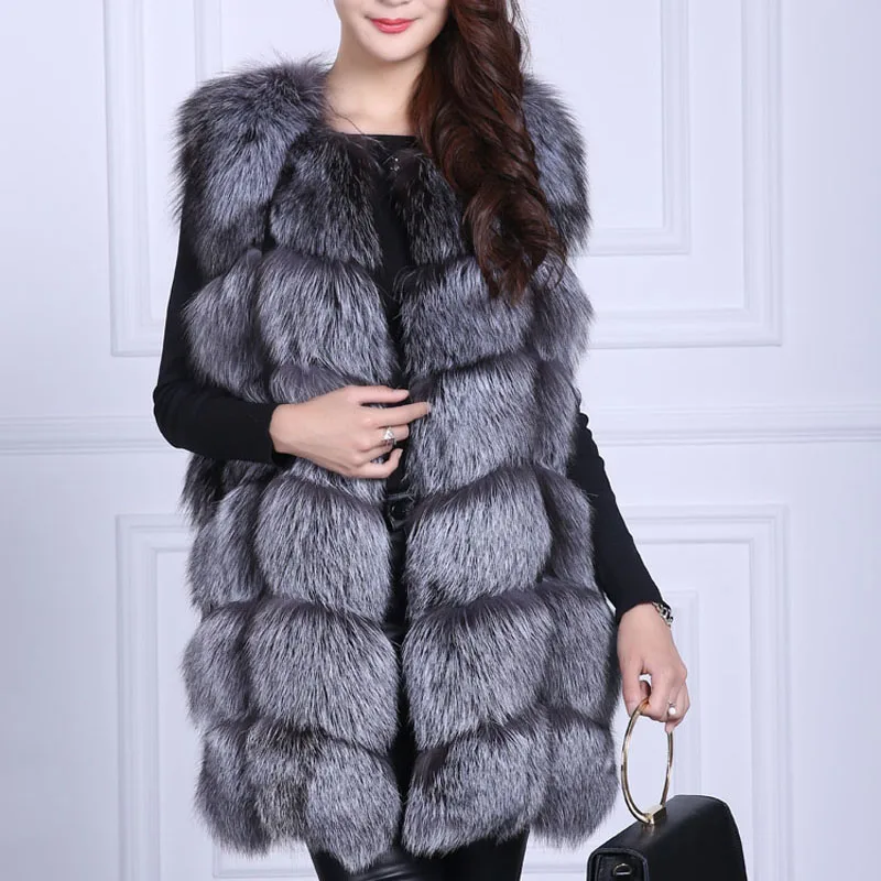 Роскошный женский жилет из натурального Лисьего меха Элегантный модный Меха