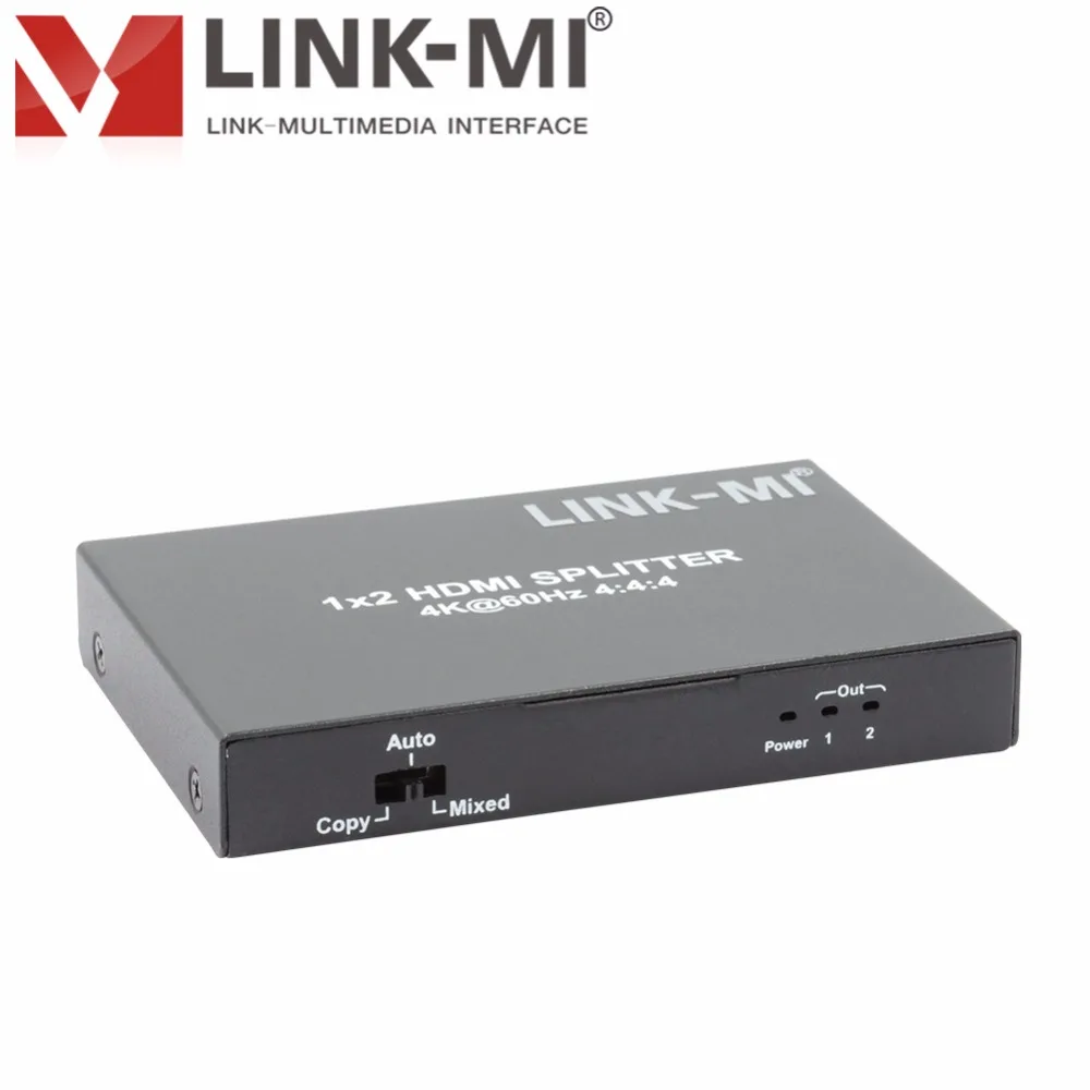 Link-MI SP05S 1x2 HDMI Splitter HDCP2.2 Поддержка 2.0 3D 4Kx2K@60Hz (YUV 4:4:4) 18G HDR EDID Полный 1080P Дистрибьютор
