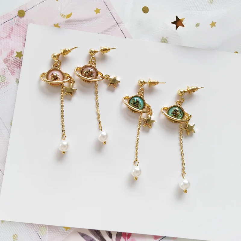 

Fashion dream long earrings female girl pearl stud earrings Golden stars pearl tassel earrings female Women jewelry earrings