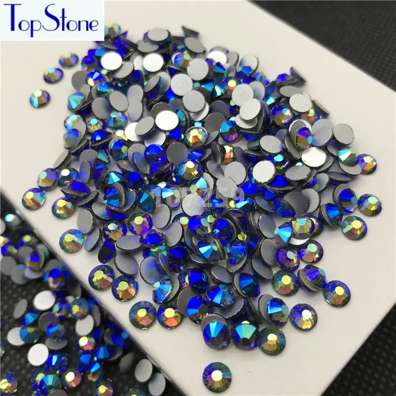 TopStone прозрачный серый цвет AB ss3 ss30 круглые стеклянные хрустальные плоские стразы для дизайна ногтей 3D камни