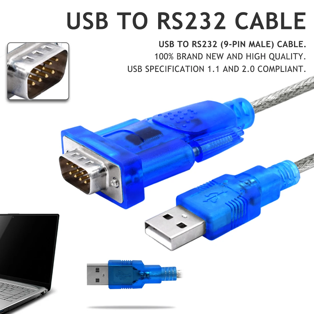 Высококачественный USB к RS232 последовательный порт 9 контактный DB9 Кабель адаптер