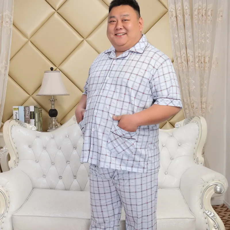 140 кг 5XL Домашний Мужской Хлопковый комплект пижамы летняя Пижама с коротким рукавом из хлопка сексуальная пижама homens Мужская пижама размера плюс XXXXL