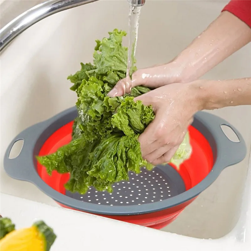 2 шт./компл. складной силиконовый дуршлаг Творческий сливная корзина Кухня