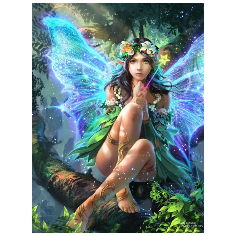 260SS Полный квадратный/круглый дрель 5D DIY Алмазная картина "Бабочка Фея" вышивка крестиком 3D домашний декор - Цвет: 260SS