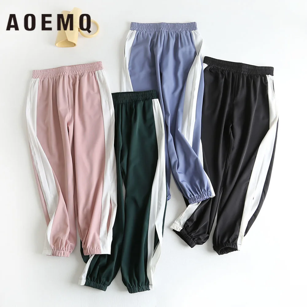 AQEMQ модные штаны с эластичной резинкой спортивные лосины PE летние брюки в полоску