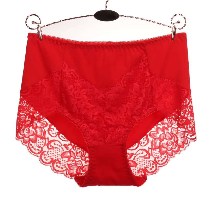 Bright red Рекомендуем, сексуальные прозрачные женские трусики, кружевное белье в талии и трусы, нижнее белье - Цвет: Bright red