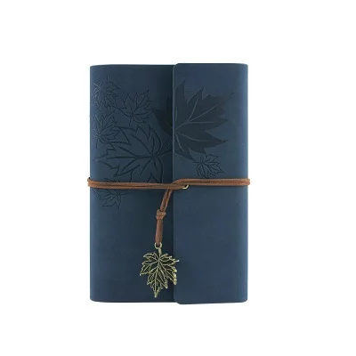 dark blue RuiZe Горячая винтажная кожаная записная книжка для путешественников A6 A7 дневник на спирали пустые страницы sketchbook записная книжка 6 колец - Цвет: dark blue