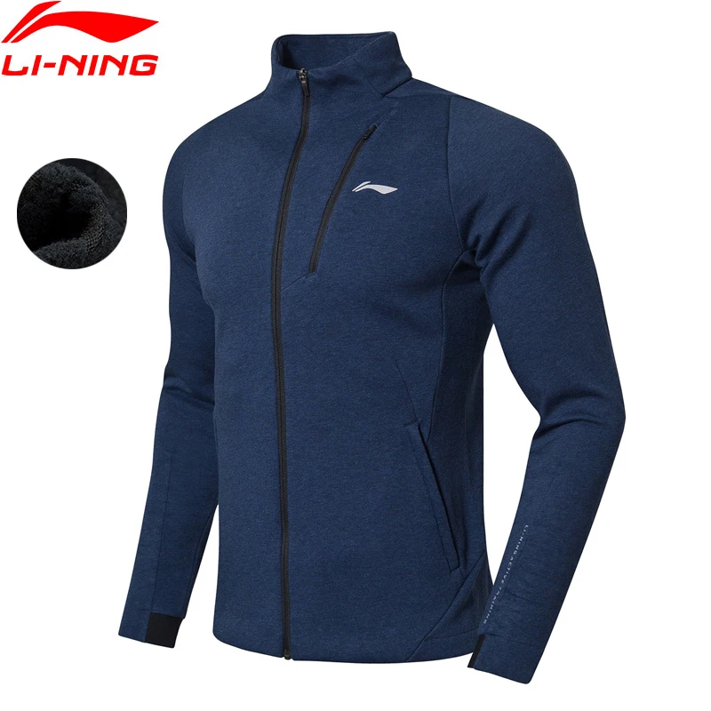 Li-Ning мужской тренировочный свитер, теплая оболочка, удобный, обычный крой, хлопок, полиэстер, подкладка, Спортивная Толстовка, AWDN865 MWW1450
