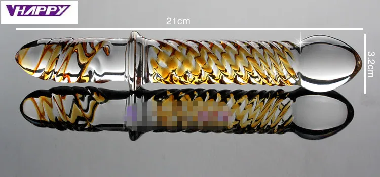 Yellow Spiral Pattern Crystal Glass Dildo Penis Anal plug Sex toys For Women men GAY Masturbation Massage Adult Shop |