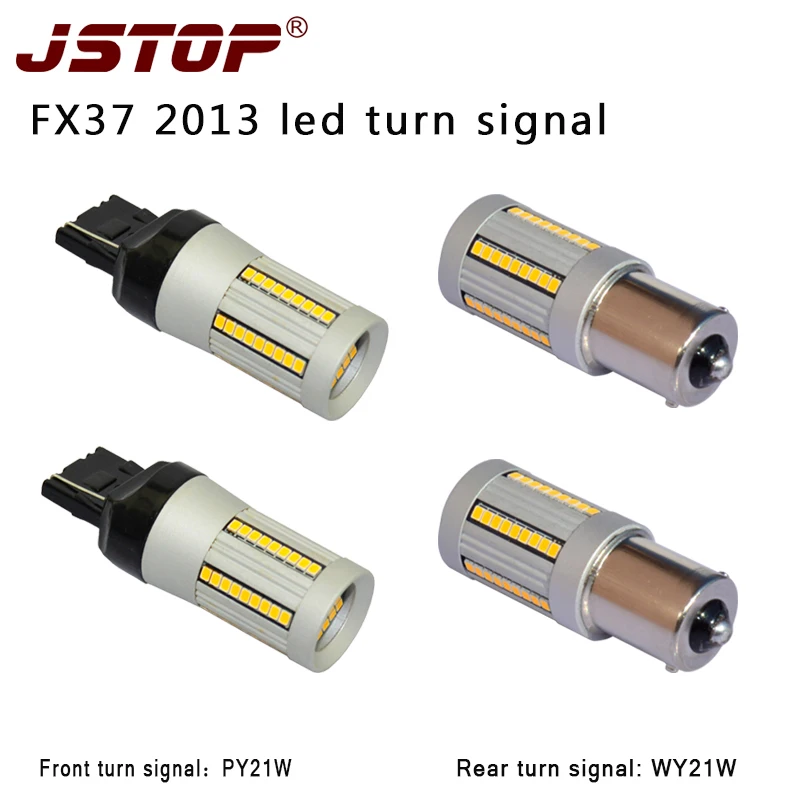 

JSTOP 4pcs/set FX37 led Front Rear Turn Signal PY21W WY21W 7440 lamp 12-24Vcanbus yellow led Turn Signal No Hyper Flash No error