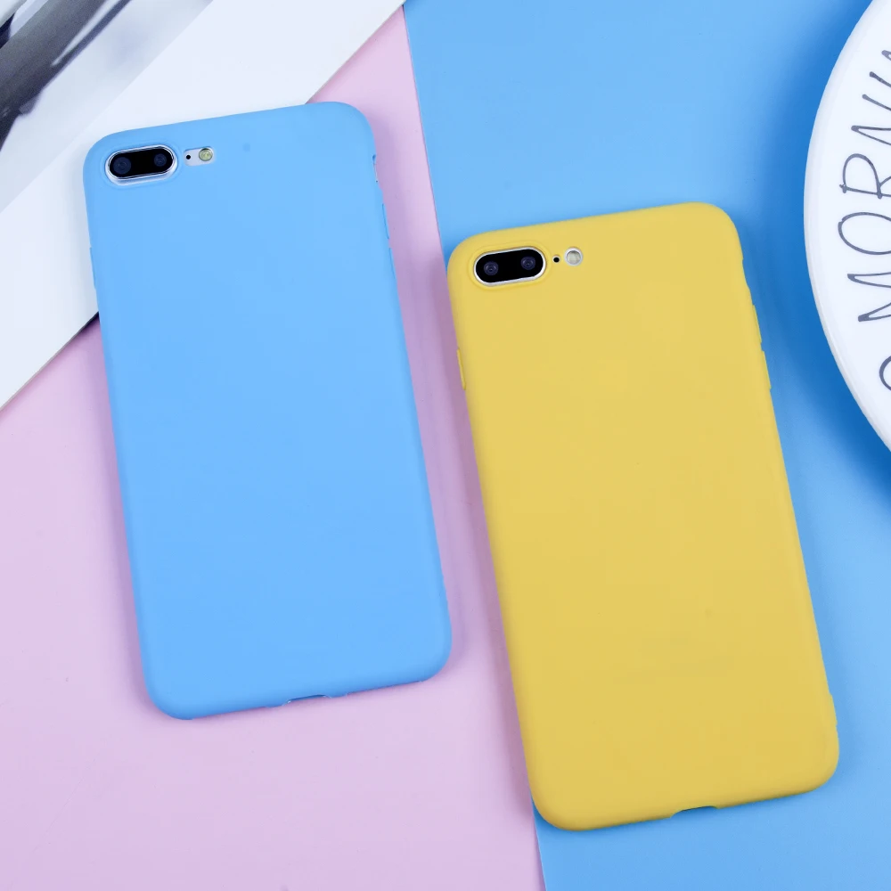 Чехол для iPhone 7 телефона ярких цветов 6 6s 8 X Plus 5 5S SE XR XS Max простой однотонный