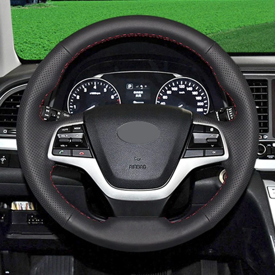 GKMHiR мягкий искусственный кожаный чехол рулевого колеса автомобиля для hyundai Elantra 4- Solaris Accent черный