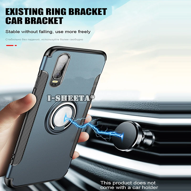 Shockproof Armor Soft Silicone Bumper Case For Huawei P Smart Plus Hard Cover P20 P30 Lite Pro 360 Metal Ring Holder |