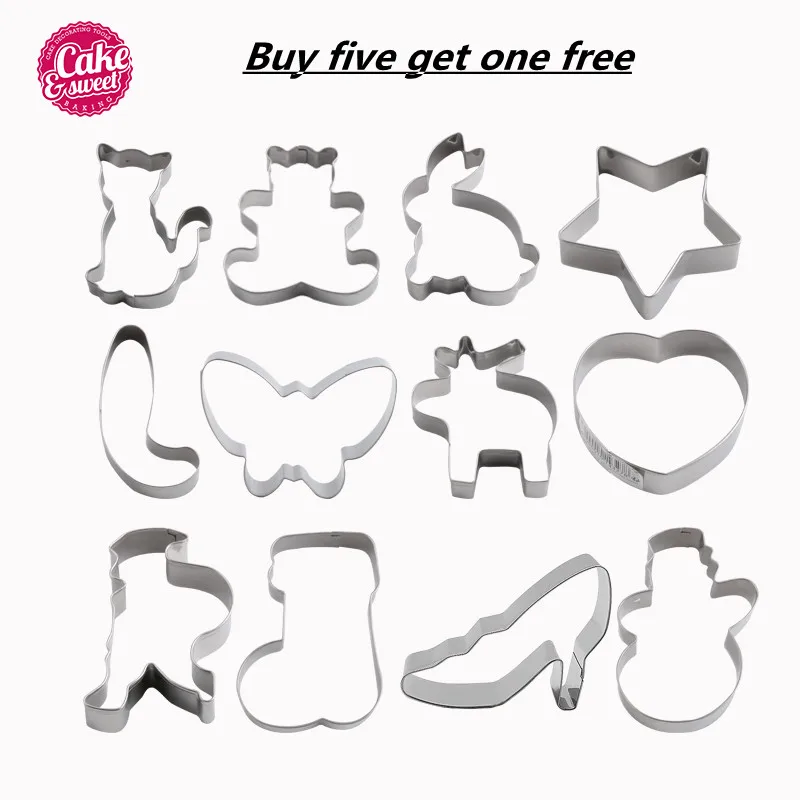 Cooking Tools Christmas Cookie Cutters Stainless Steel Cute Animal Shape Biscuit Molds DIY Fondant Pastry Decorating Cook | Дом и сад
