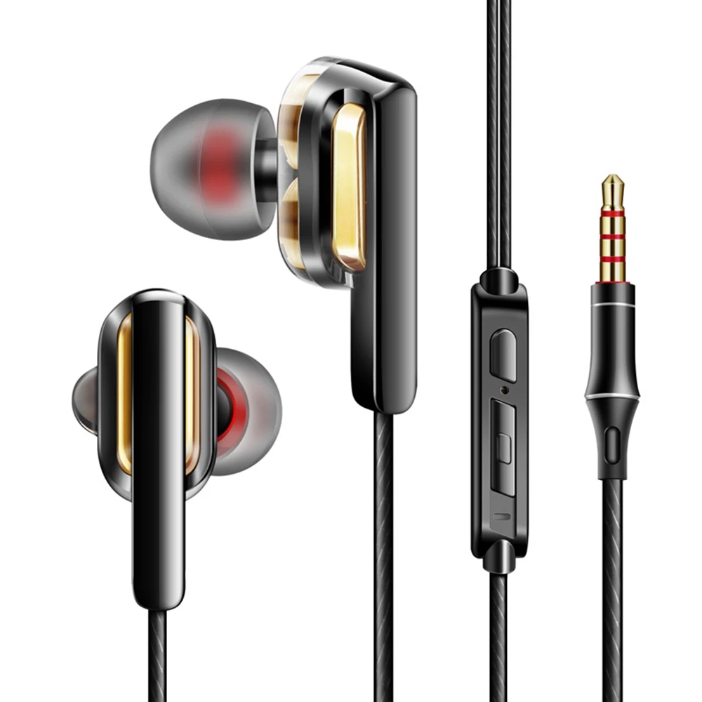 Наушники HIFI в ухо супер бас стерео наушники спортивные с микрофоном Двухъядерный