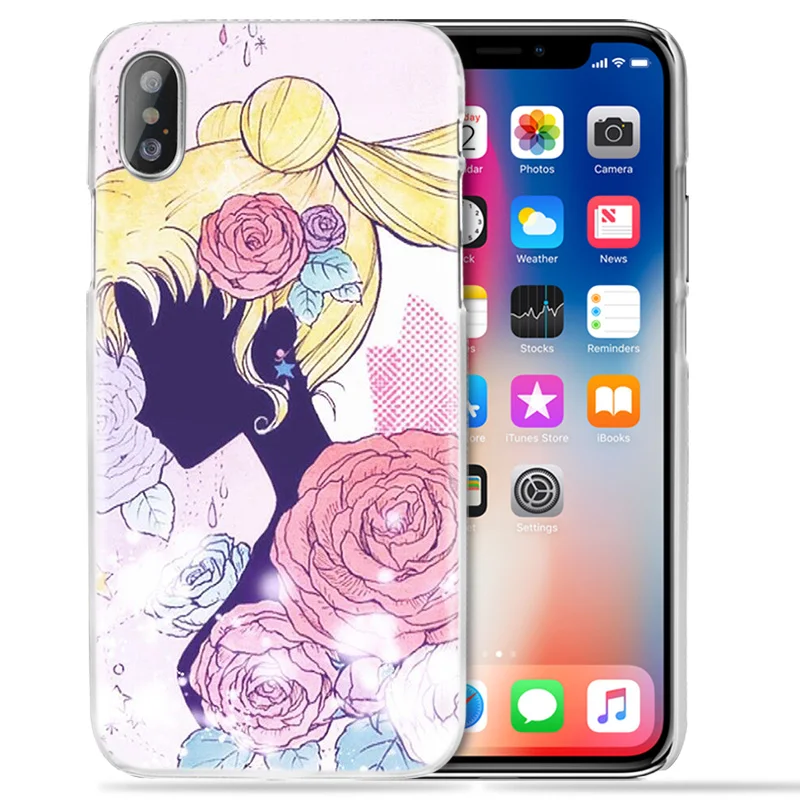 Чехол Sailor Moon Kawai для iPhone XS Max XR X 10 7 7 S 8 6 6 S Plus 5s SE 5 4s 4 5C Прозрачный жесткий пластиковый чехол для телефона аниме Coque