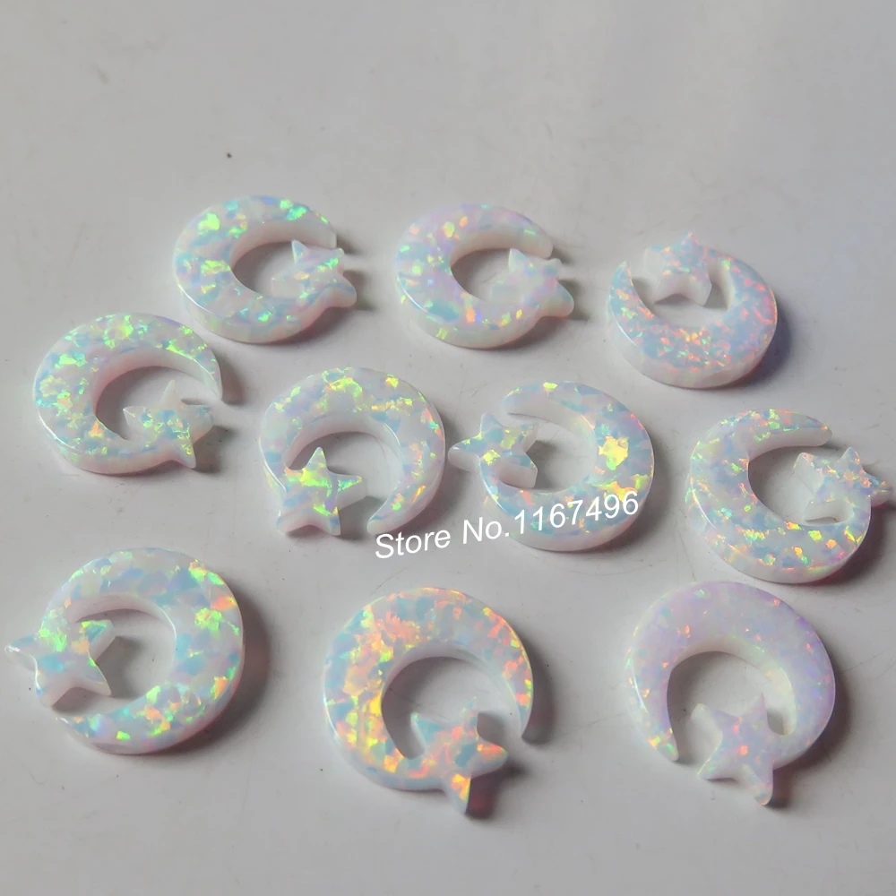 20 шт./лот op17 белый снег 12 мм опал Лунная звезда отверстие синтетическая Луна