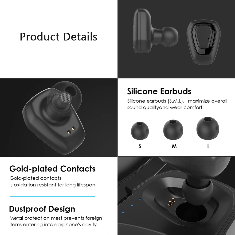 Новые Hi Fi наушники Lewinner Bluetooth 5 0 с двойным микрофоном беспроводные A7 TWS стерео