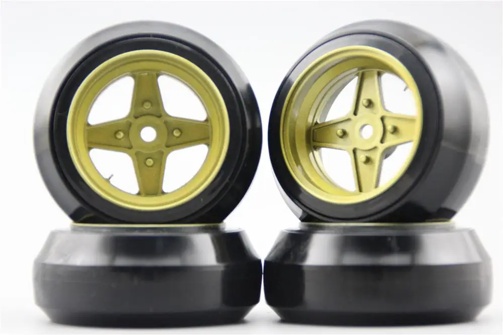 4 шт. RC 1/10 Жесткий Drift шин Обод колеса Classic3G 6 мм Смещение(живопись золото) подходит для 1:10 дрейф автомобиль
