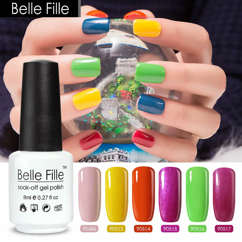 Belle Fille 8 мл гель лак для ногтей Art полу стойкий Гибридный длительный Uv Soak Off