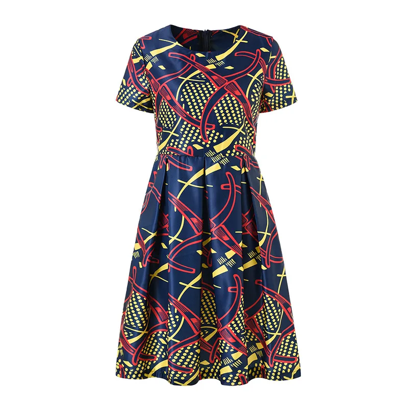 Женское плиссированное платье в африканском стиле с цветочным принтом