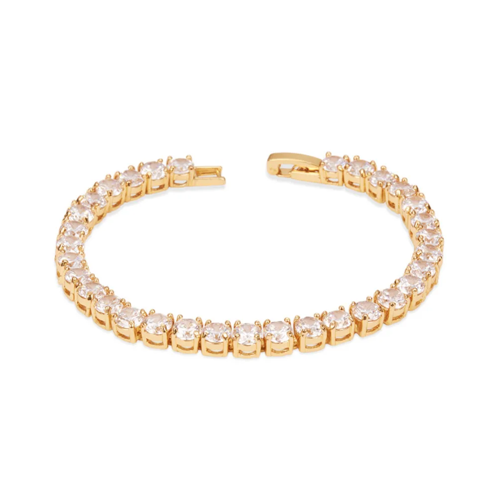 Простая Мода AAA циркон 24K Теннисный браслет для женщин Pulseira классические