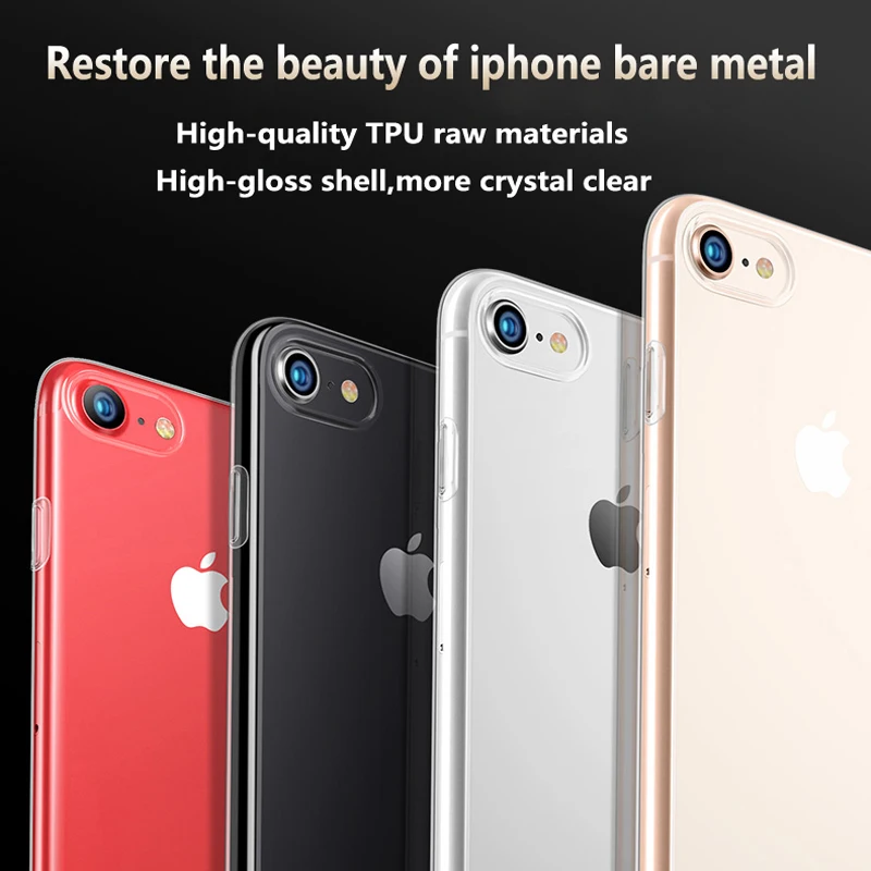 Прозрачный силиконовый Ультратонкий Мягкий чехол из ТПУ для iPhone 6 6s 7 8 Plus 5 5s SE