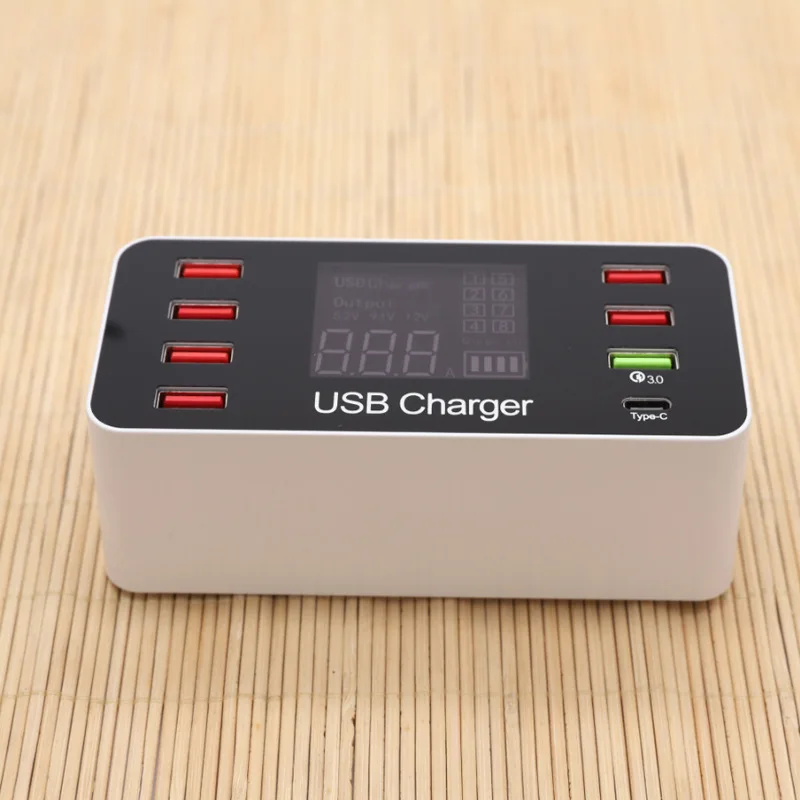 8 портов USB зарядное устройство lcd цифровой дисплей 40 Вт Смарт для мобильного