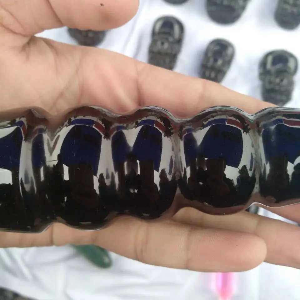 Рейки палка черный обсидиан 7 &quotМассажная полированная метафизическая лечебная