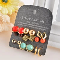 stud earring pack set pairs square round ball resin imitation stones classic gift for women brincos