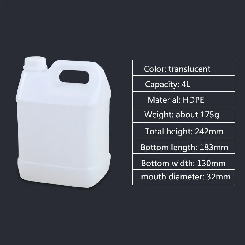 2 шт HDPE F-style галлон бутылки с 38 мм вскрытия прозрачные крышки 4 литра пищевой многоразовый бутылки кувшин контейнер - Цвет: 4L translucent