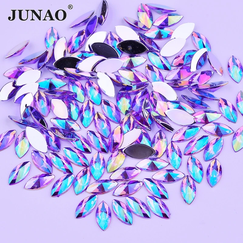 JUNAO 5x10 мм 7x15 фиолетовые стразы лошадиный глаз аппликация с плоской задней