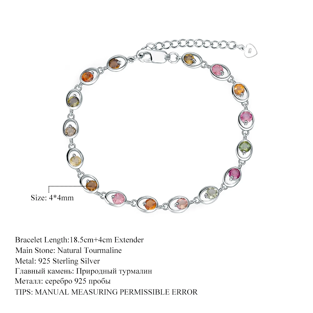 Женский браслет из серебра 925 пробы с натуральным турмалином|bracelet fashion|bracelets