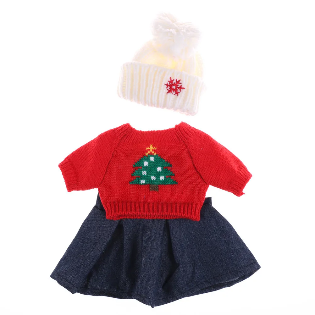 

New 3pcs/set sweater hat jeans dress Wool cap fit 18 Inch doll winter Clothes set Children Birthday Gift