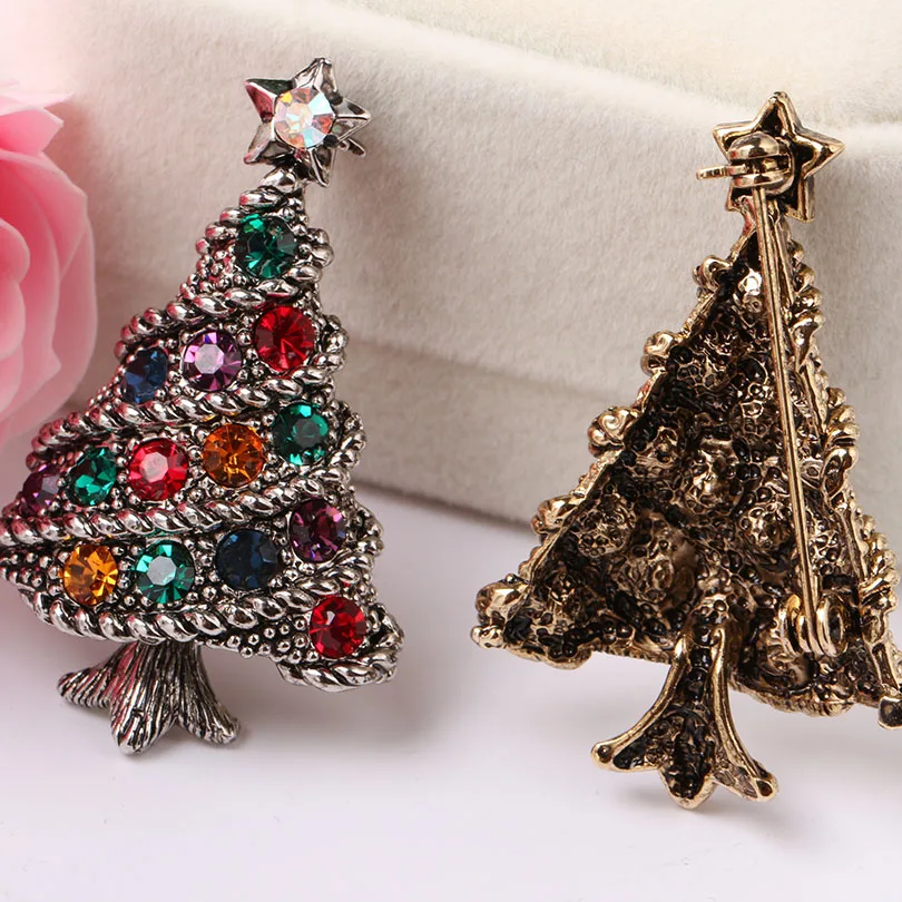 Прекрасный Рождество дерево брошь Винтаж изделия австрийский хрусталь Шпильки