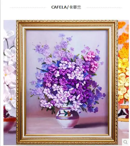 Натуральная картина вышитая лентами Вышивка крестом Набор для 3D вышивки