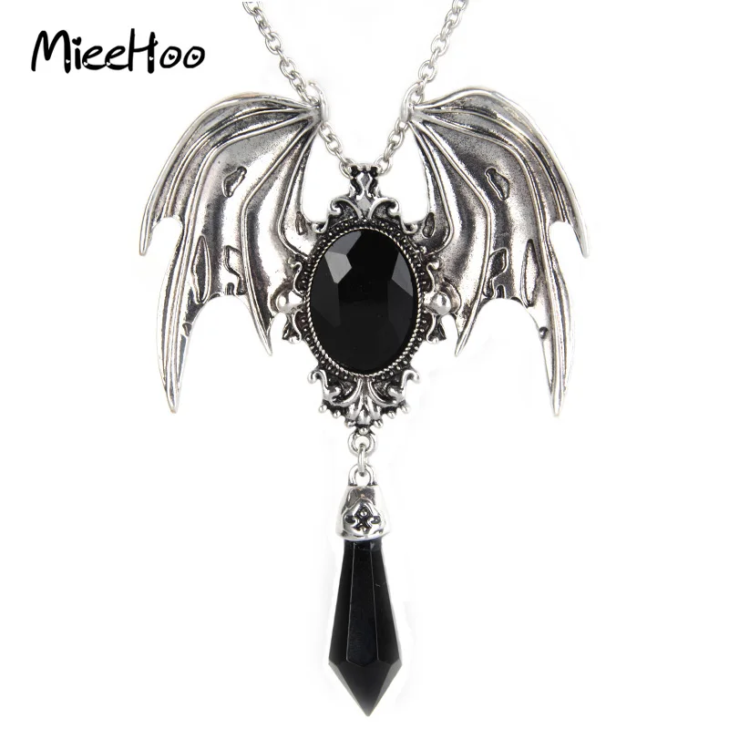 Новое поступление готический Хэллоуин ожерелье синий и черный кристалл вампир