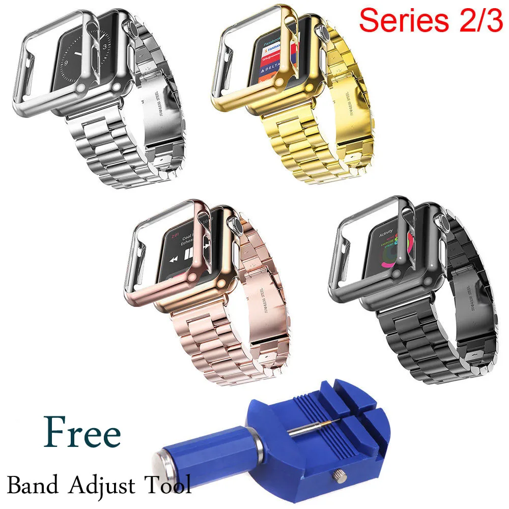 

316L Stainless Steel Watch Strap for Apple Watch Band Protective Case Cover for iWatch Series 2/3 42mm 38mm Wristband Bracelet