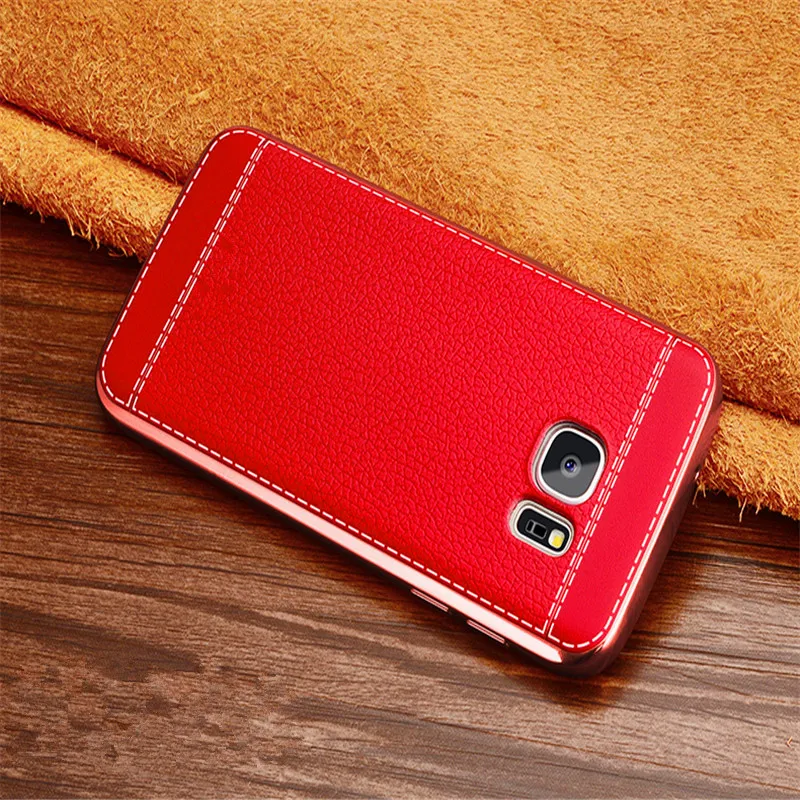 CrazyU Для Samsung Galaxy S7 Edge Case Роскошные покрытие ТПУ Кожи Задняя Крышка Телефона Мешок