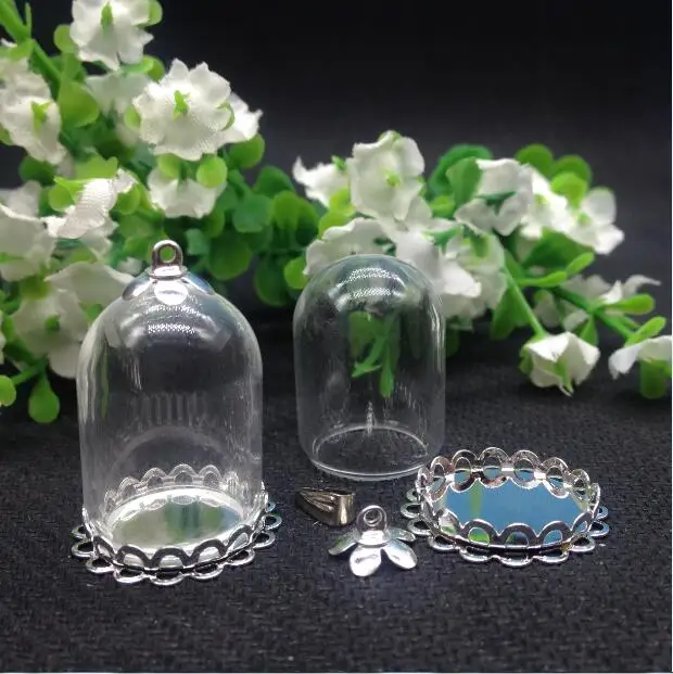 100 комплектов 25*18 мм с широким горлышком женская Посеребренная Двойная кружевная