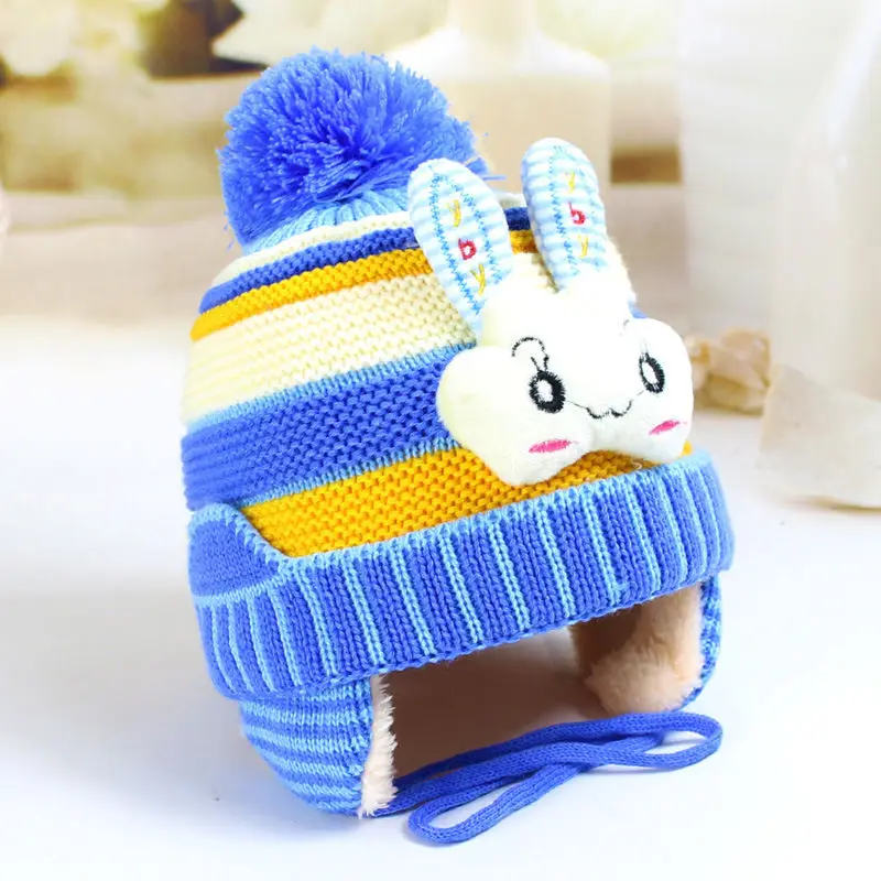 Милые детские шапки с заячьими ушками бини вязаная шапка Skullie зимние теплые для